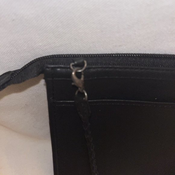 Brighton Geometric Beaded Bag Black Leather Braided Shoulder Strap Approx 5x5” - Picture 4 of 12